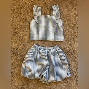 abercrombie kids White and Navy Striped Two-Piece Set
